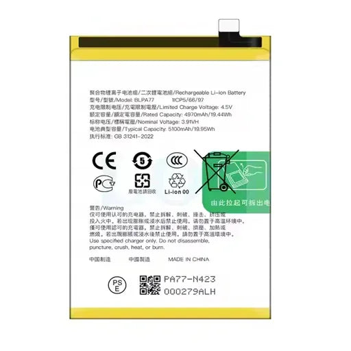 Battery for Oppo A3x 5G BLPA77 - Indclues