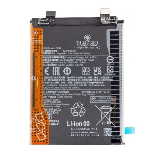 Battery for Xiaomi Redmi K40S BP49 - Indclues