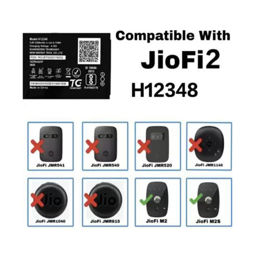 Battery for Reliance Jio WiFi M2 Wireless Router H12348