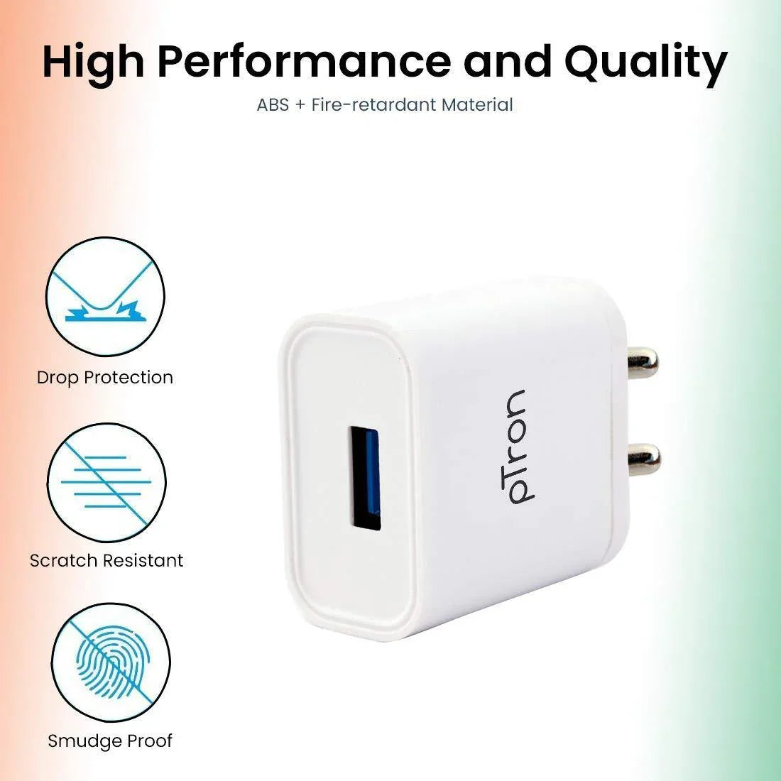 pTron Volta 12W Single USB Smart Fast Charger for Android Devices - Indclues