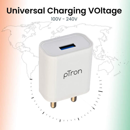 pTron Volta 12W Single USB Smart Fast Charger for Android Devices - Indclues