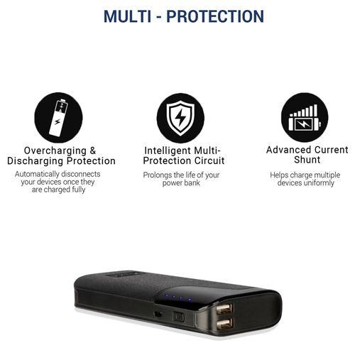 Syska 10000mAH Lithium-ion Power Vault 100 Power Bank L1001X-BK (Black) - Indclues