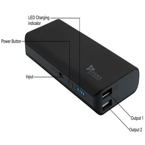 Syska 11000mAh Lithium-ion Power Bank X-110-BB (Black) - Indclues