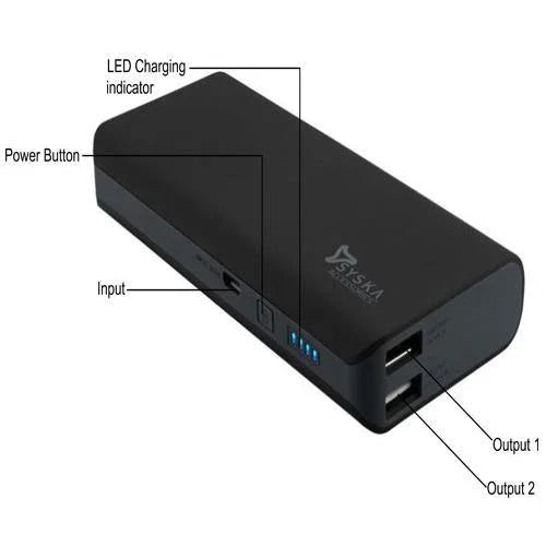 Syska 11000mAh Lithium-ion Power Bank X-110-BB (Black) - Indclues