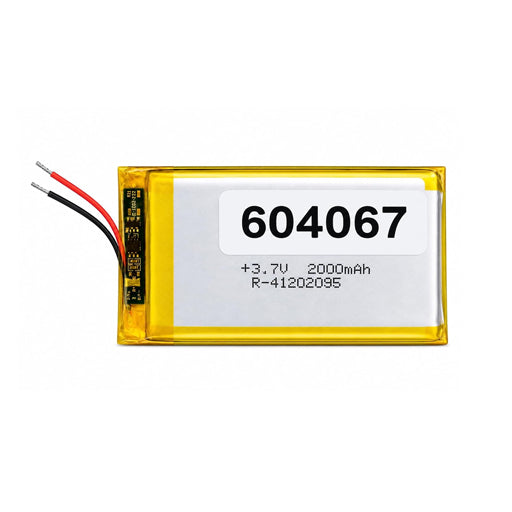 Battery for Bluetooth Speaker, GPS Tracker & DIY Electronics 604067 3.7V 2000mAh Li-Polymer (LiPo) Rechargeable Battery