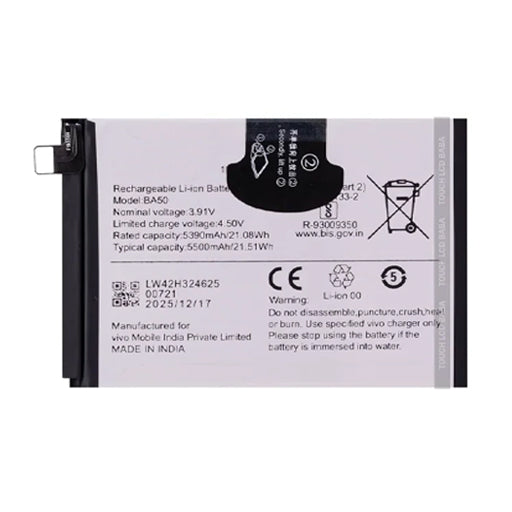 Battery for iQOO Z9s 5G (I2403) BA50