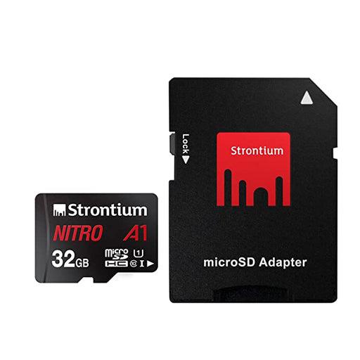 Strontium Nitro A1 32GB Micro SDHC Memory Card 100MB/s A1 UHS-I U1 Class 10 with Adapter - Indclues