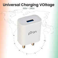 pTron Volta 12W Single USB Smart Fast Charger for Android Devices - Indclues