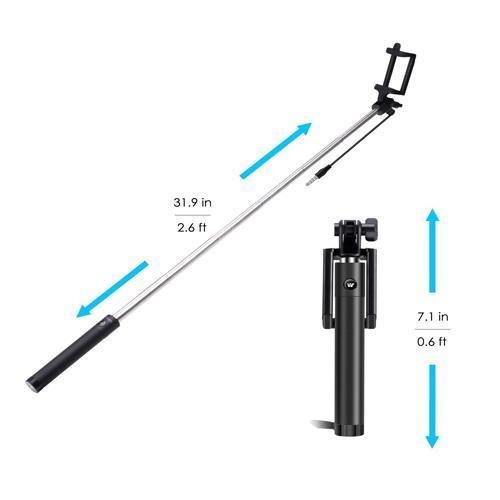 Selfie Stick 360 Degree Adjustable Monopod with Built-in Remote - Indclues